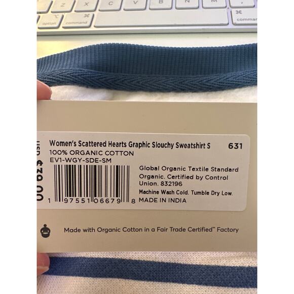 Pact Scattered Hearts Graphic Organic Slouchy Sweatshirt Size Small New NWT - Picture 5 of 5